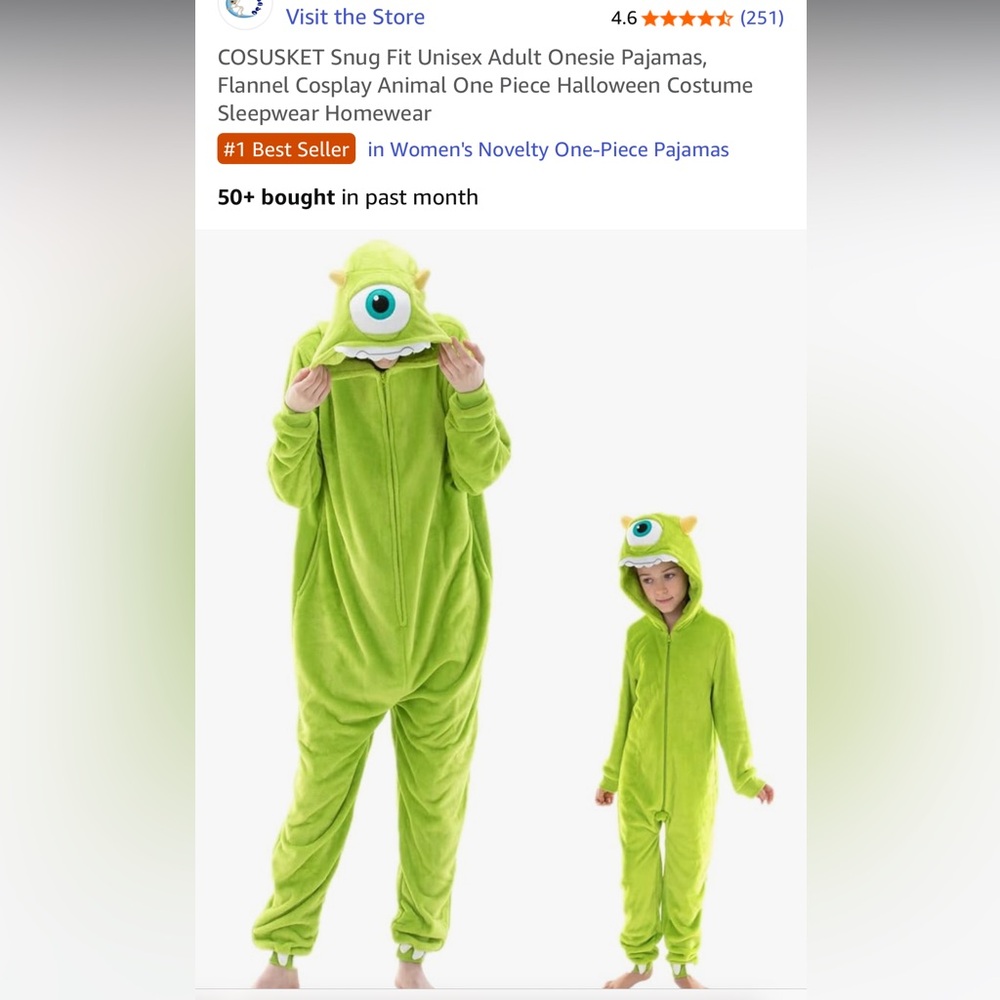 mike wazowski onesie Halloween costume size small